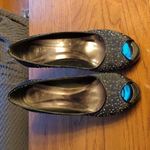 Oscar Cavallo Black sparkly peep toe heels. Women's size European 40. US size 9